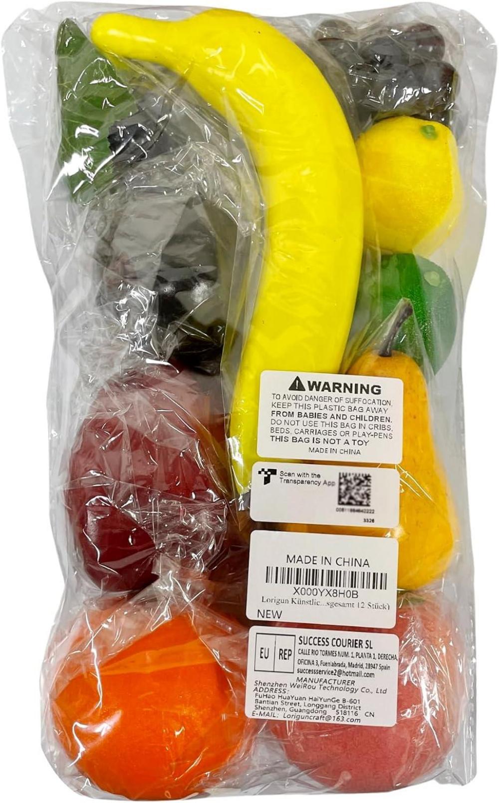 Lorigun Künstliche Früchte Dekoration 10 Arten, 12 Stück