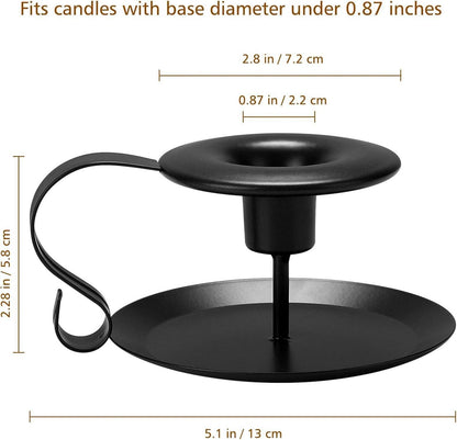 2er Set Schwarze Konische Kerzenständer Metallverzierungen