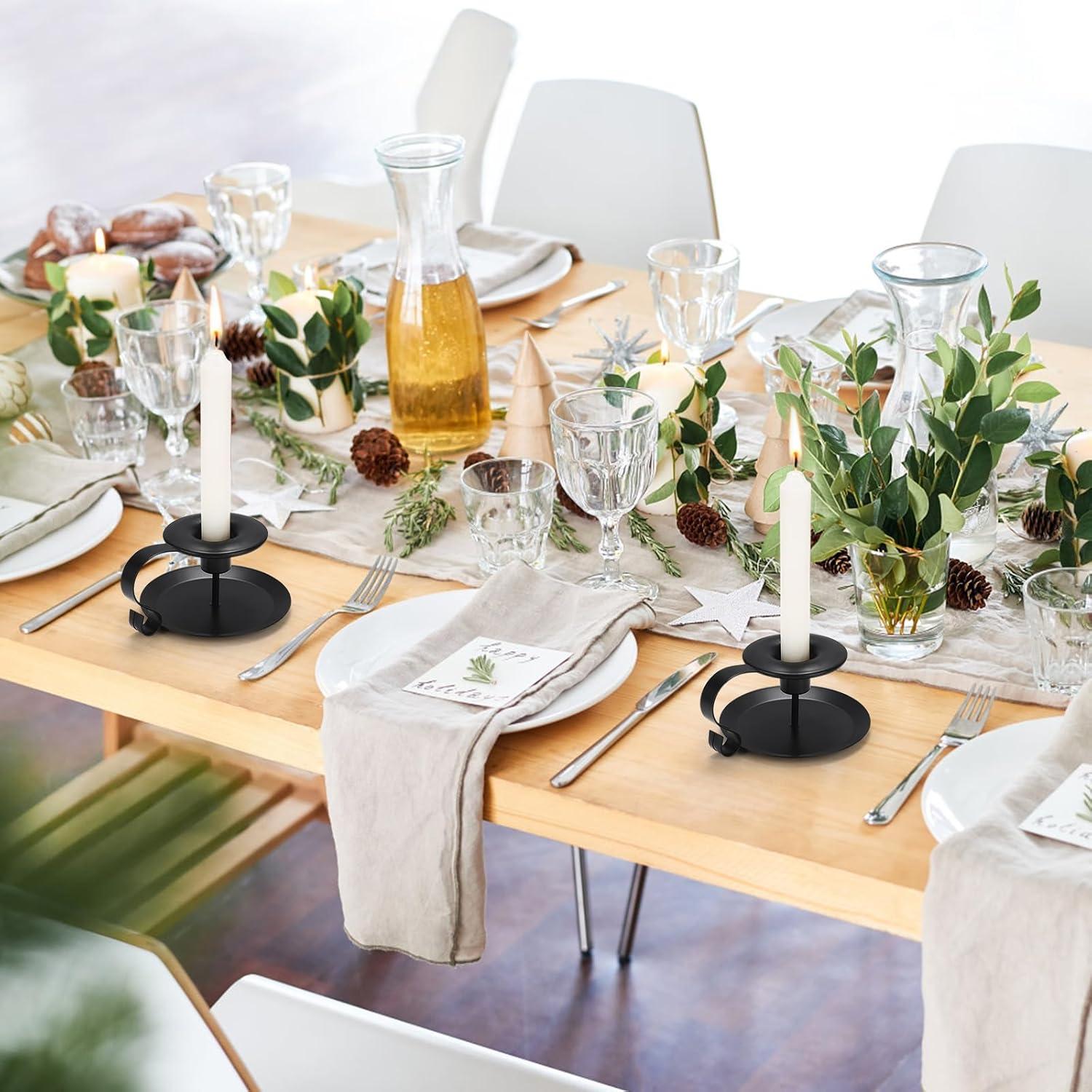 Schwarze Konische Kerzenständer 2er Set für Hochzeiten und Dekoration