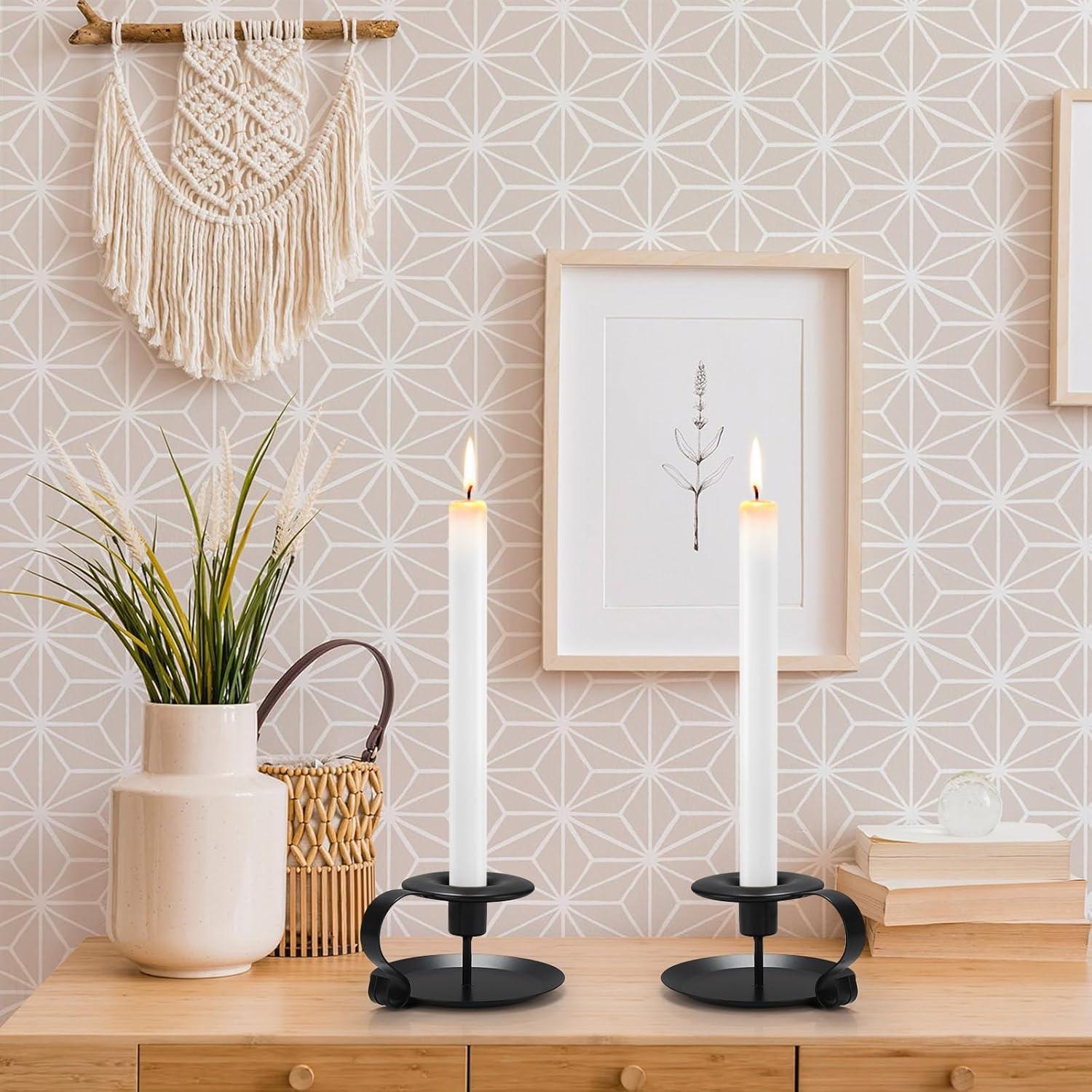 2er Set Schwarze Kerzenständer Metallverzierungen antik Weihnachten