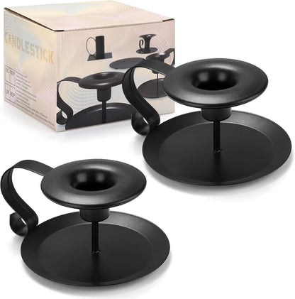 Schwarze Konische Kerzenständer 2er Set für Hochzeiten und Dekoration