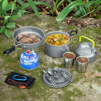 Odoland Campinggeschirr-Set für 1-2 Personen - 10-teilig