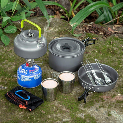 Odoland Campinggeschirr-Set für 1-2 Personen - 10-teilig