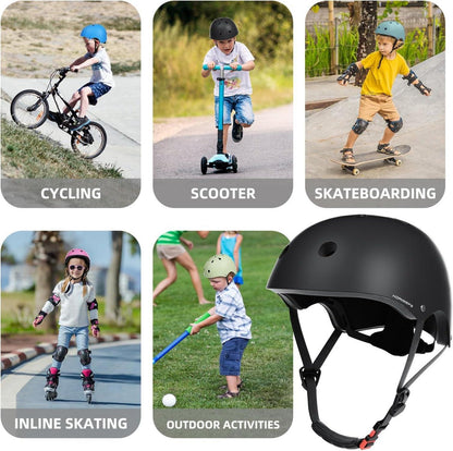 Kinder Fahrradhelm Skaterhelm verstellbar CE-Zertifizierung 3-13 Jahre Schwarz