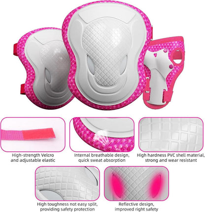 Kinder Fahrradhelm Verstellbar CE-Zertifizierung für Fahrrad Roller Skateboard 3-13 Jahre Mädchen Jungen Pink 7 Teile