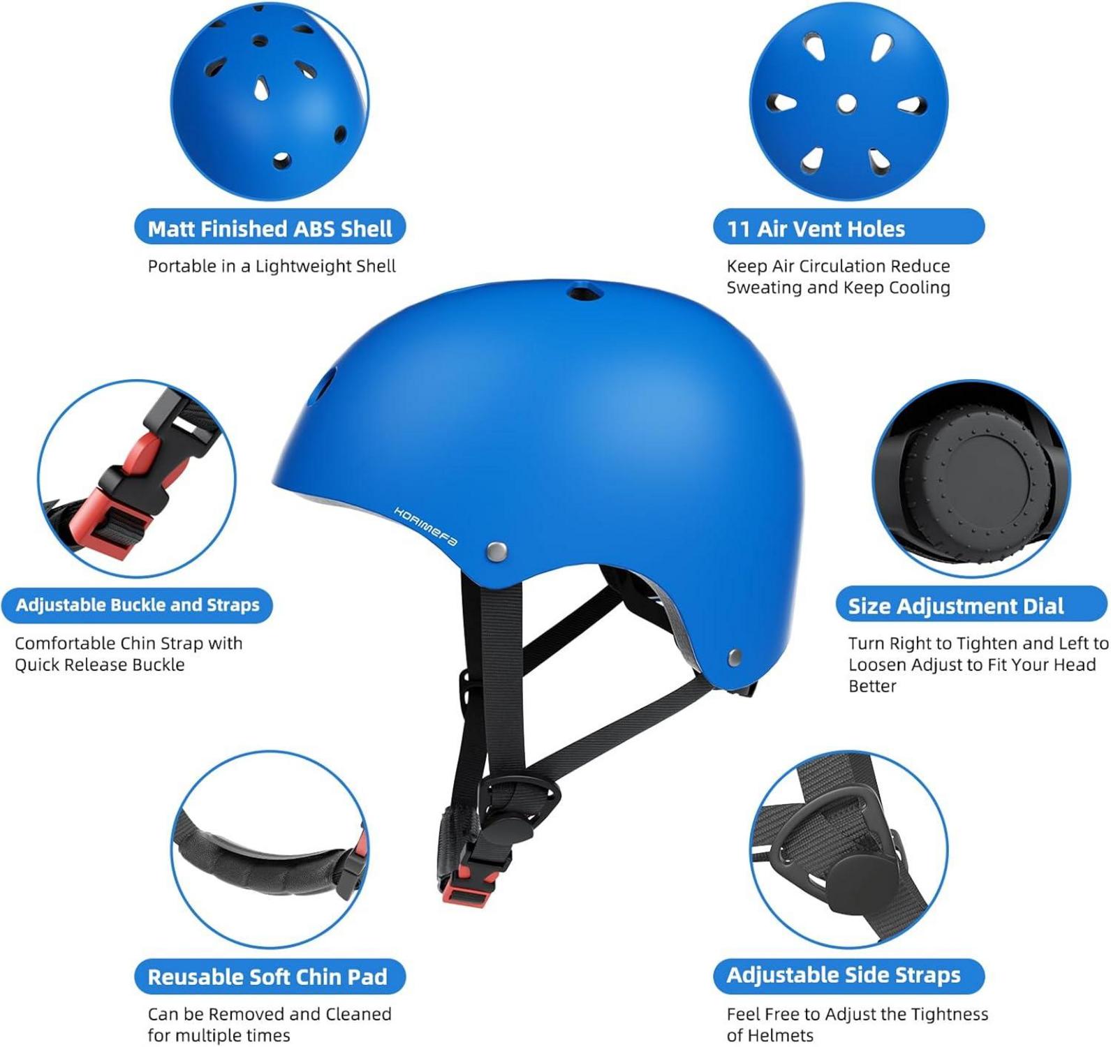 Kinder Fahrradhelm Skaterhelm CE-zertifiziert Verstellbar Blau