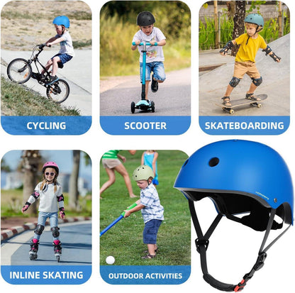 KORIMEFA Kinder-Fahrradhelm Skaterhelm verstellbar 3-13 Jahre Blau