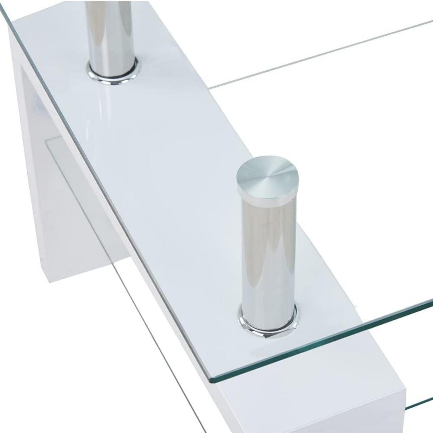Couchtisch Glas Weiß Hochglanz Rechteckig Kaffetisch 100x60x45 cm