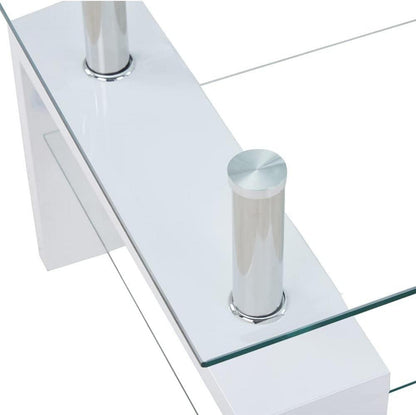 Couchtisch Glas Weiß Hochglanz Rechteckig Kaffetisch 100x60x45 cm
