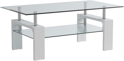 Weiß Glas Couchtisch Rechteckig Hochglanz 100x60x45cm Wohnzimmer