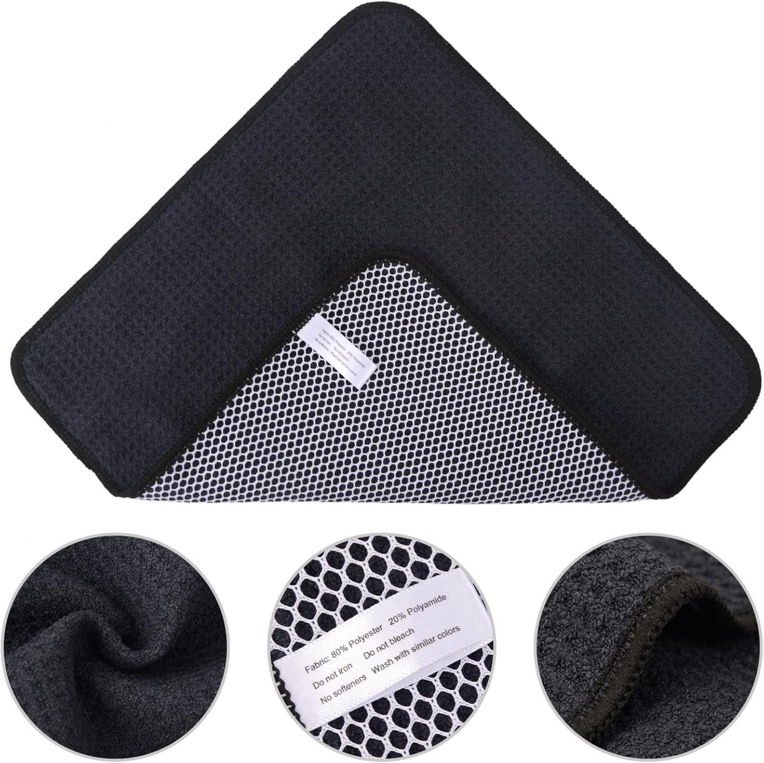 Schwarze Mikrofasertücher mit Waffelstruktur 6er Pack