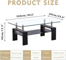 Moderne Glas Couchtisch Schwarz Hochglanz 100x60x45 cm