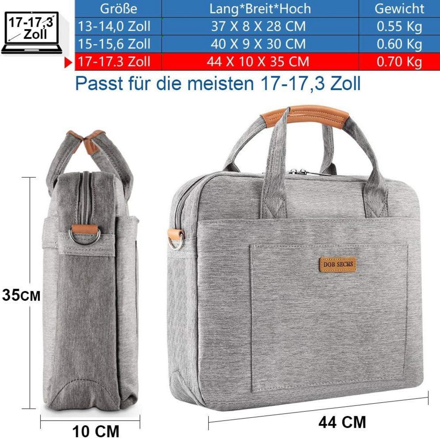 Laptoptasche 17.3 Zoll Grau Aktentasche Schultertasche