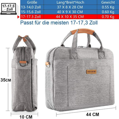 Laptoptasche 17.3 Zoll Grau Aktentasche Schultertasche