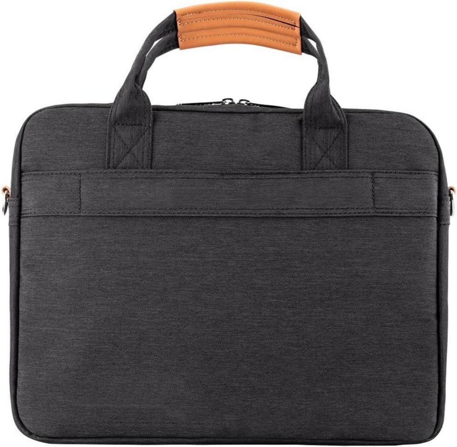 DOB SECHS 17.3 Zoll Laptoptasche Schwarz mit Laptopfach und Schulterriemen