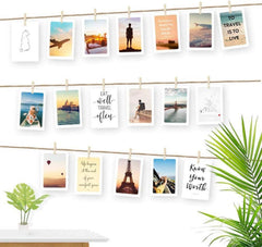 Fotoseil Wanddekoration DIY Bilderrahmen Fotos 3m Jute mit Clips