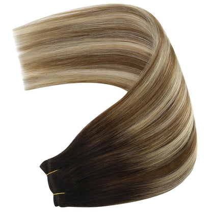 Dunkelbraune Echthaar-Haarverlängerung 35cm Balayage