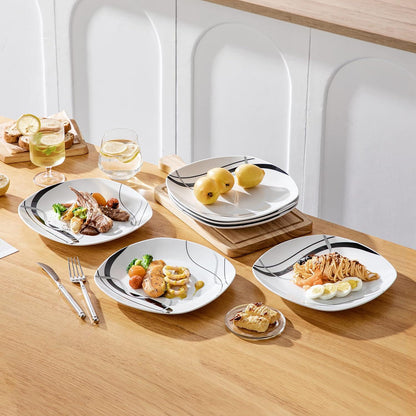 VEWEET Porzellan Speiseteller Set Fiona 6-teilig 24,7 cm Tafelservice Ergänzung