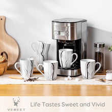 VEWEET Porzellan Kaffeebecher Set Fiona 6-teilig 350ml