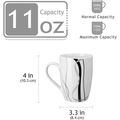 VEWEET Porzellan Kaffeebecher Set Fiona 6-teilig 350ml
