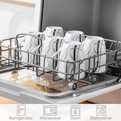 VEWEET Porzellan Kaffeebecher Set Fiona 6-teilig 350ml