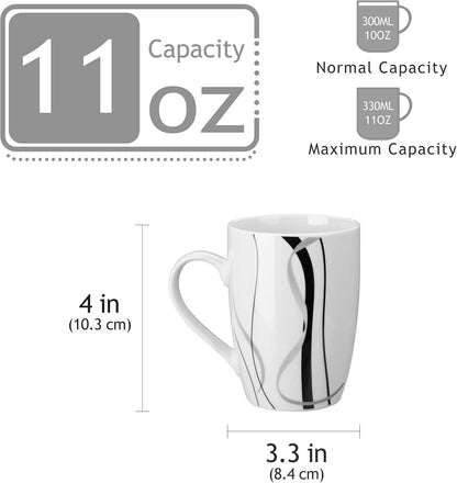 Porzellan Kaffeebecher Set 6-teilig Fiona Füllmenge 350 ml