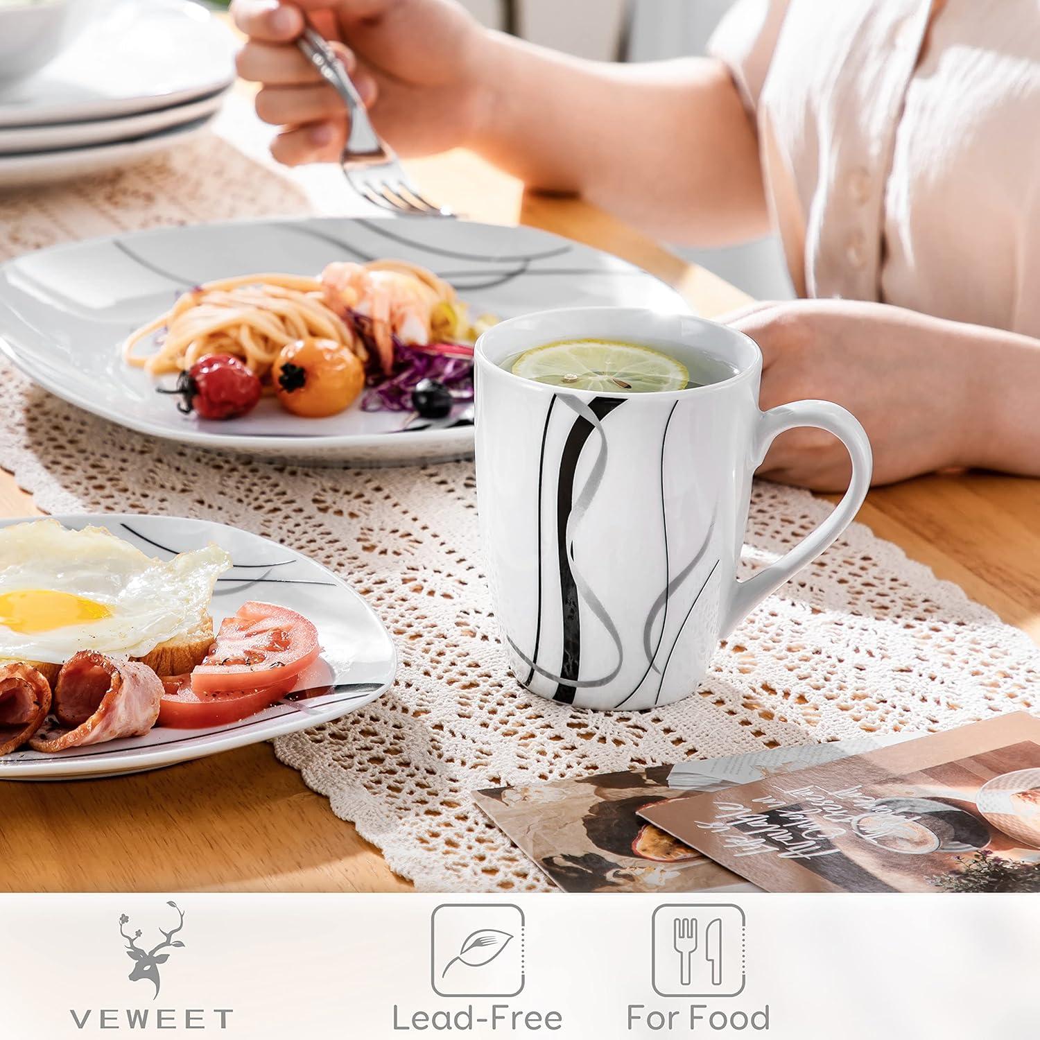 Porzellan Kaffeebecher Set Fiona 6-teilig 350ml 10,2cm Tafelservice Ergänzung