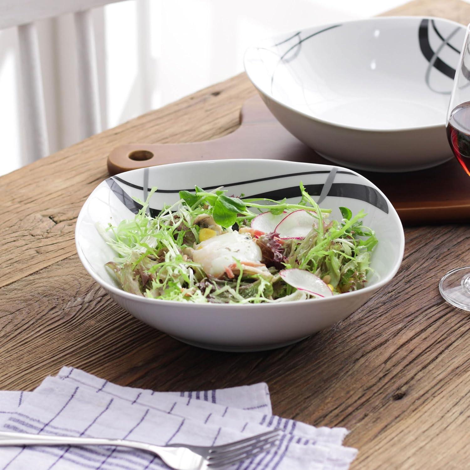VEWEET Porzellan Salatschüssel 'Fiona' 2-teilig 1050ml, mikrowellen- und spülmaschinengeeignet
