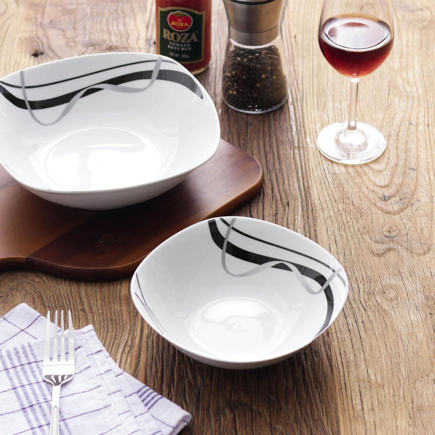 Große Porzellan Salatschüssel Set 2-teilig 1050 ml Fiona Design