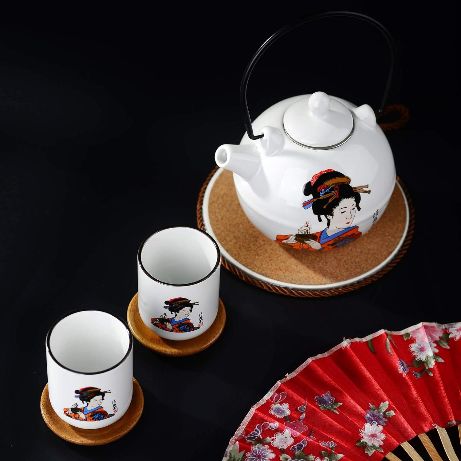 Japanisches Porzellan Teeset, Teekanne 700ml, 2 Teetassen