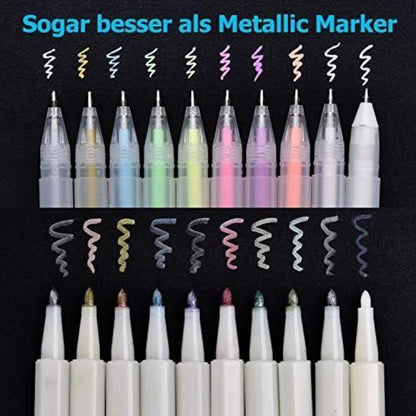 Neon Gelstift Set 10-teilig 0.8mm - Glitzerstifte für Karten DIY