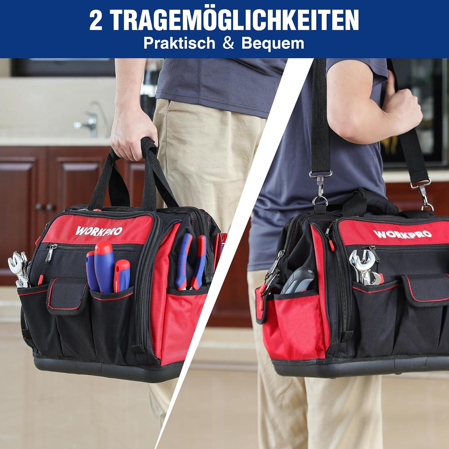 WORKPRO Elektriker Werkzeugtasche wasserdicht 42CM 1680D Polyester