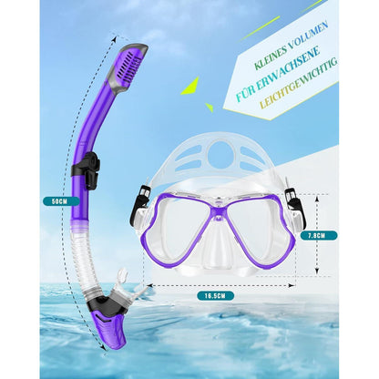 Tauchmaske Trocken Schnorchelset Anti-Fog Panorama