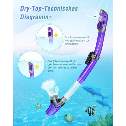 Tauchmaske Trocken Schnorchelset Anti-Fog Panorama