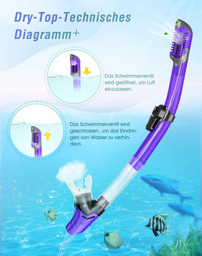 QcoQce Trocken Schnorchelset Anti-Fog Tauchmaske Leichtes Atmen Profi