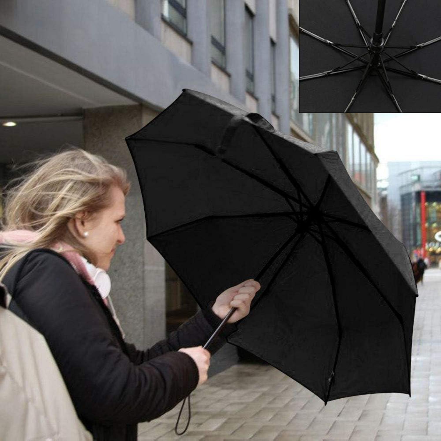 Vicloon Regenschirm Auf-Zu Automatik Taschenschirm Teflonbeschichtung Windsicher