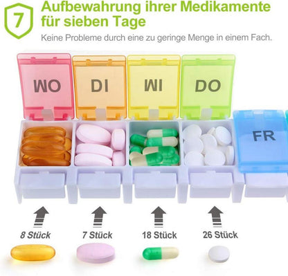 Tablettenbox 7 Tage Pillendose Medikamentenbox BPA-frei großes Design