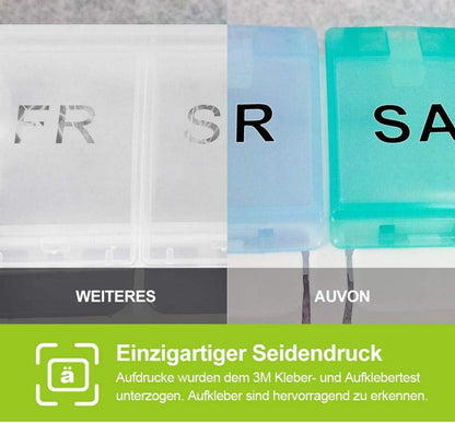 AUVON Tablettenbox 7 Tage, Pillendose Medikamentenbox groß für Vitamine, Fischöl, Arzneimittel