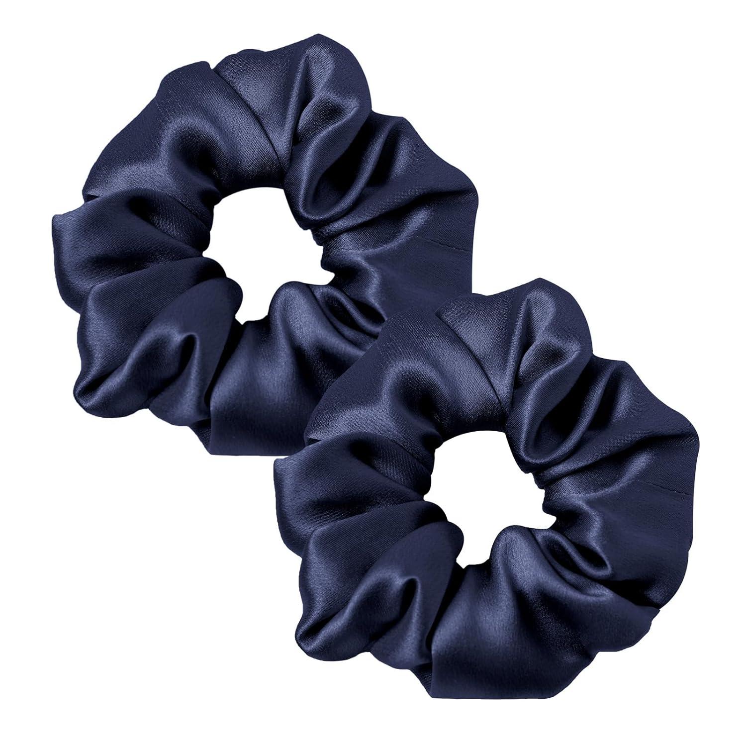 Haarringe Seide Pferdeschwanzhalter Haarband Navy Blau 2er Pack