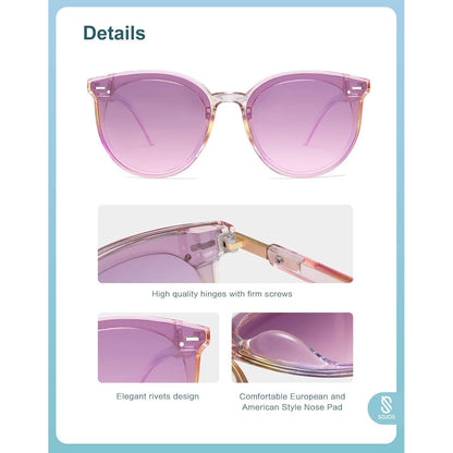 Retro Runde Sonnenbrille Damen Herren UV400 Schutz Regenbogen Rahmen