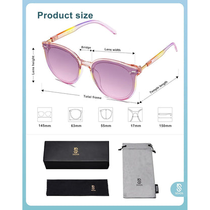 Retro Runde Sonnenbrille Damen Herren UV400 Schutz Regenbogen Rahmen