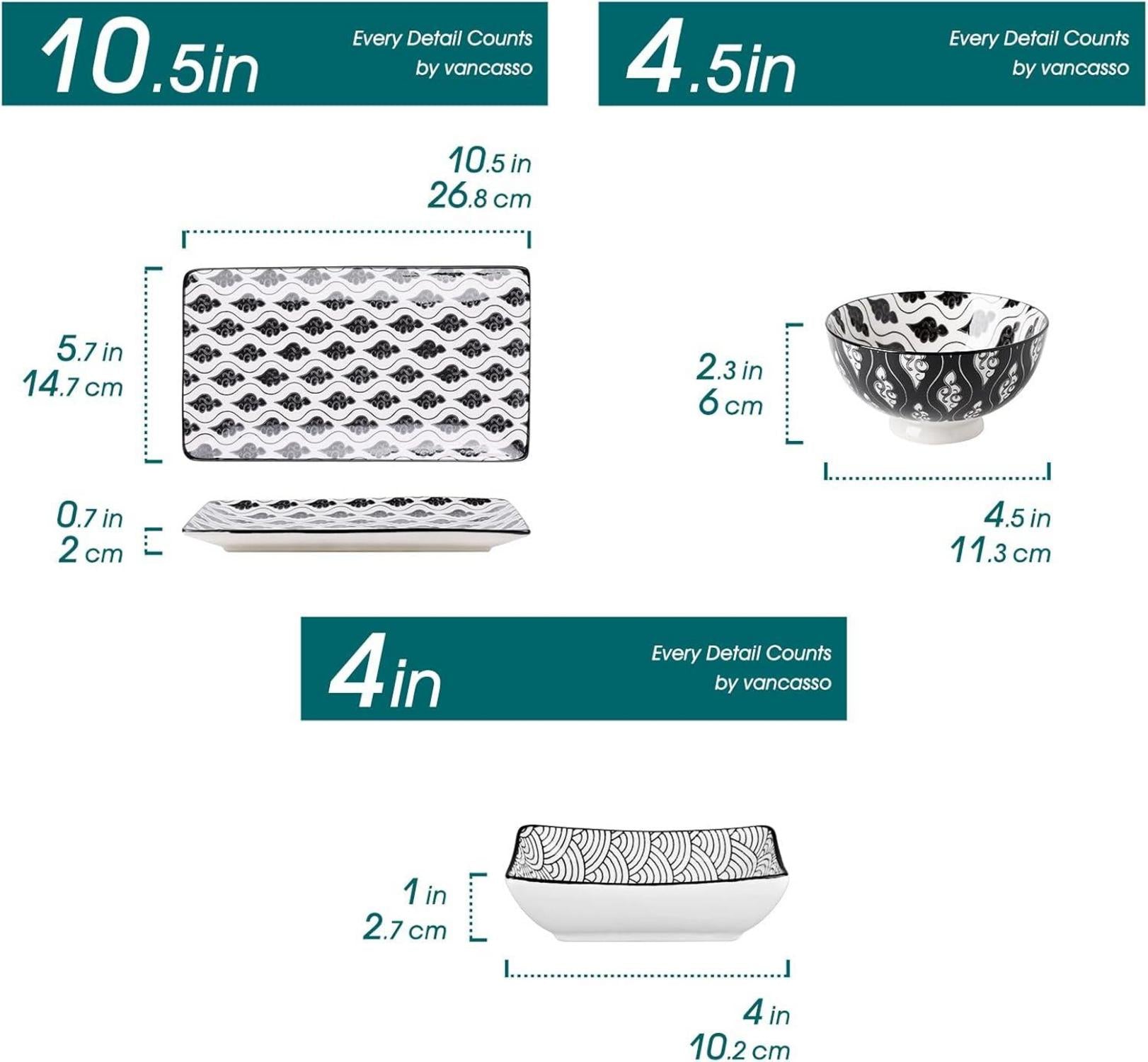 vancasso HARUKA Sushi Set, 8-teilig Porzellan Geschirr-Set