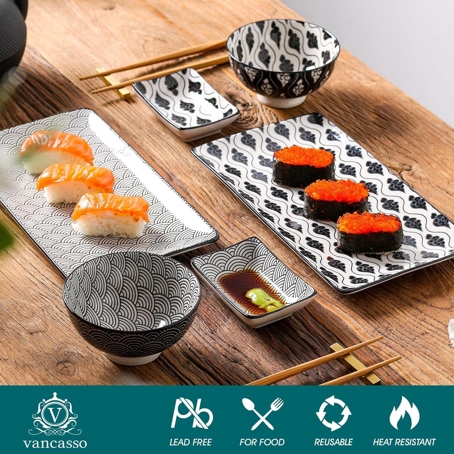 Porzellan Sushi Set 8-teilig japanisches Geschirr-Set