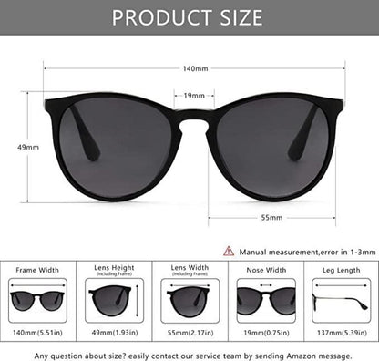 Retro Sonnenbrille Damen Rund Polarisiert UV400 TR90 Vintage