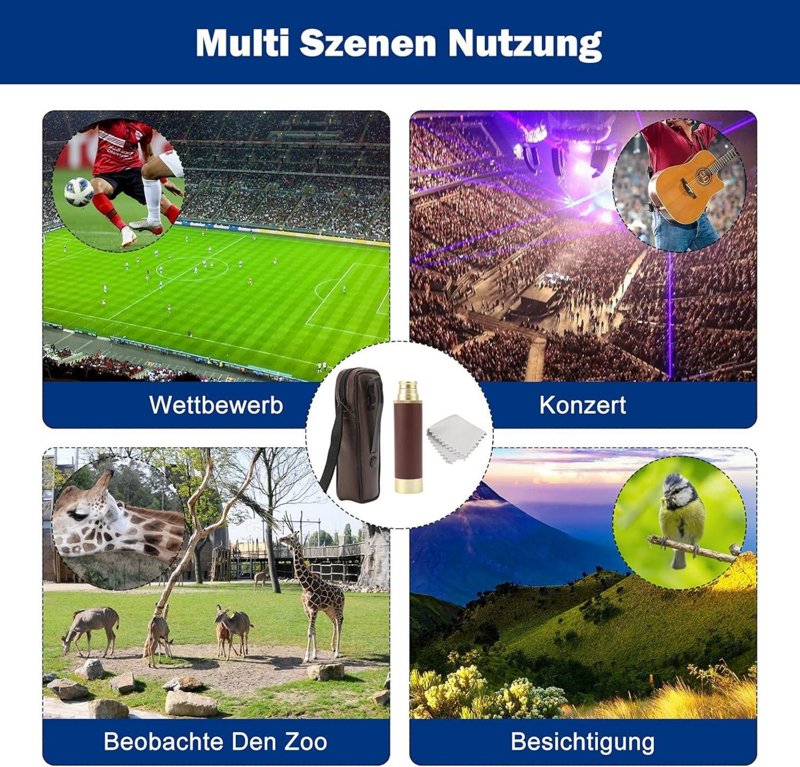 Taschenteleskop Monokular Teleskop Wanderungen Klettern Sport Messing 25x30