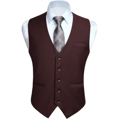 Herren Formale Hochzeit Party Weste 100% Baumwolle Braun XS