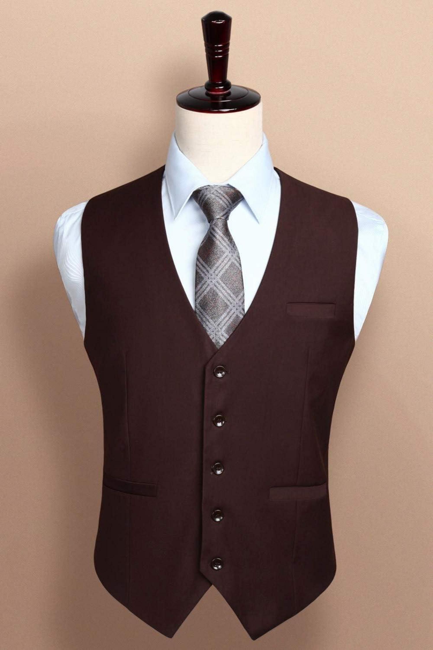 Formale Herren Hochzeit Party Weste Baumwolle Einfarbig XS Braun
