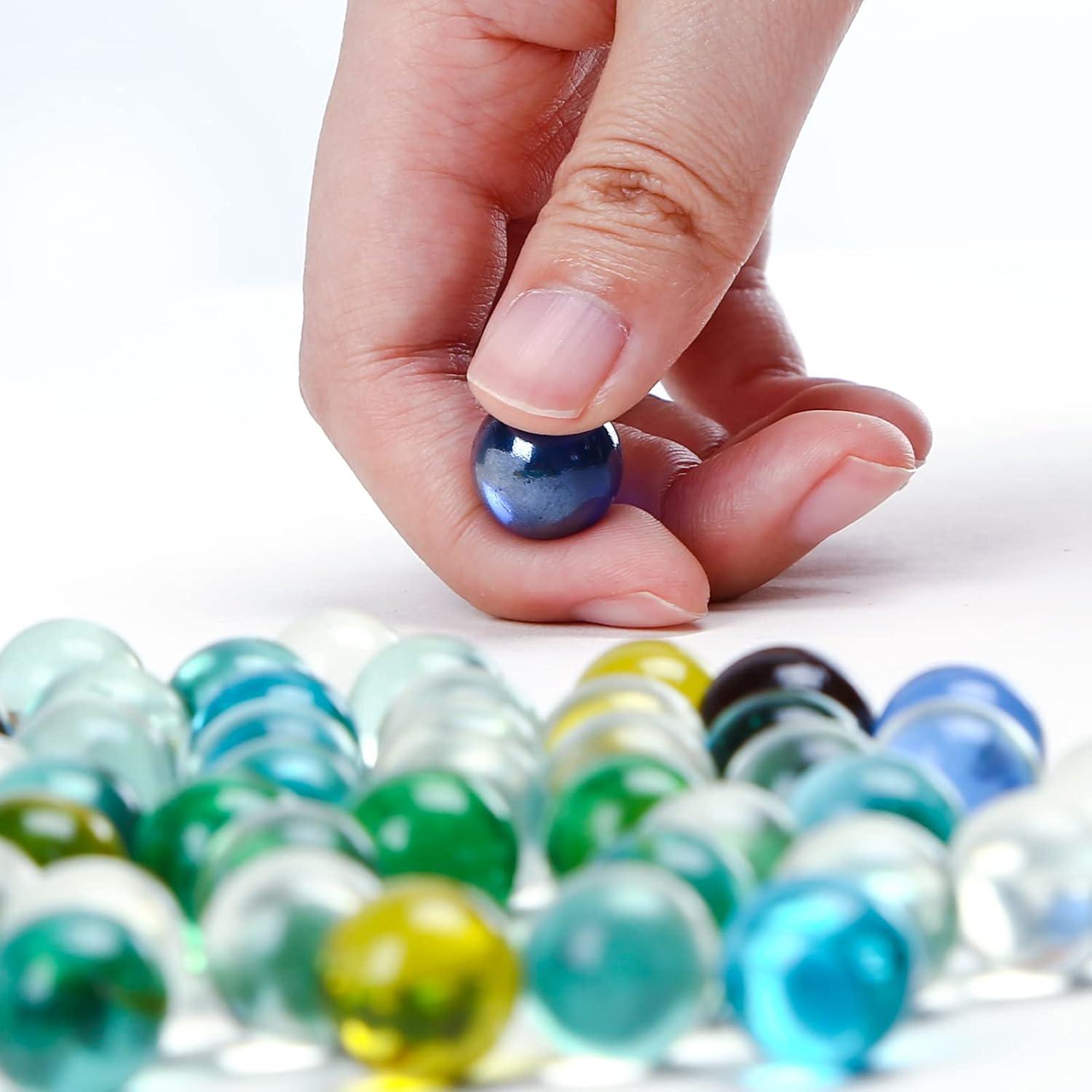 HAKACC Glas Murmeln Set 50 STK. bunt Kinder Deko Spielzeug - Transparente Glaskugeln