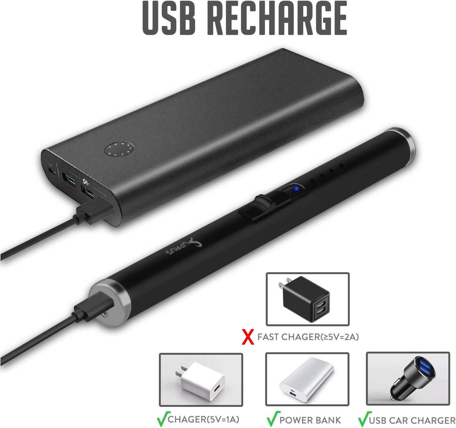 SUPRUS Plasma Feuerzeug USB Aufladbar Winddicht Schwarz