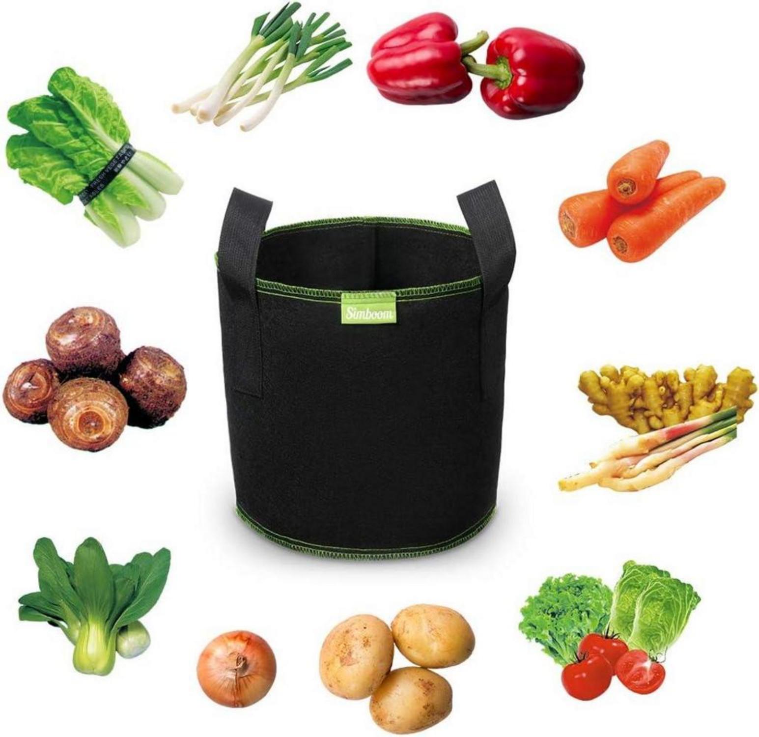 Pflanzsack Vliesstoff - 6er Set Tomaten, Blumen, Pflanzen Behälter - Schwarz